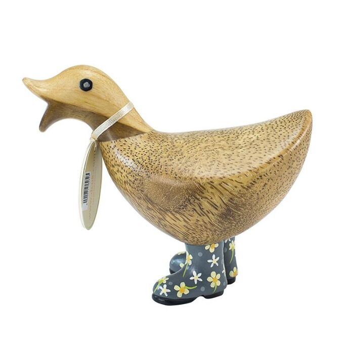 DCUK NATURAL FINISH DUCKY WITH FLORAL WELLY BOOTS - Grey